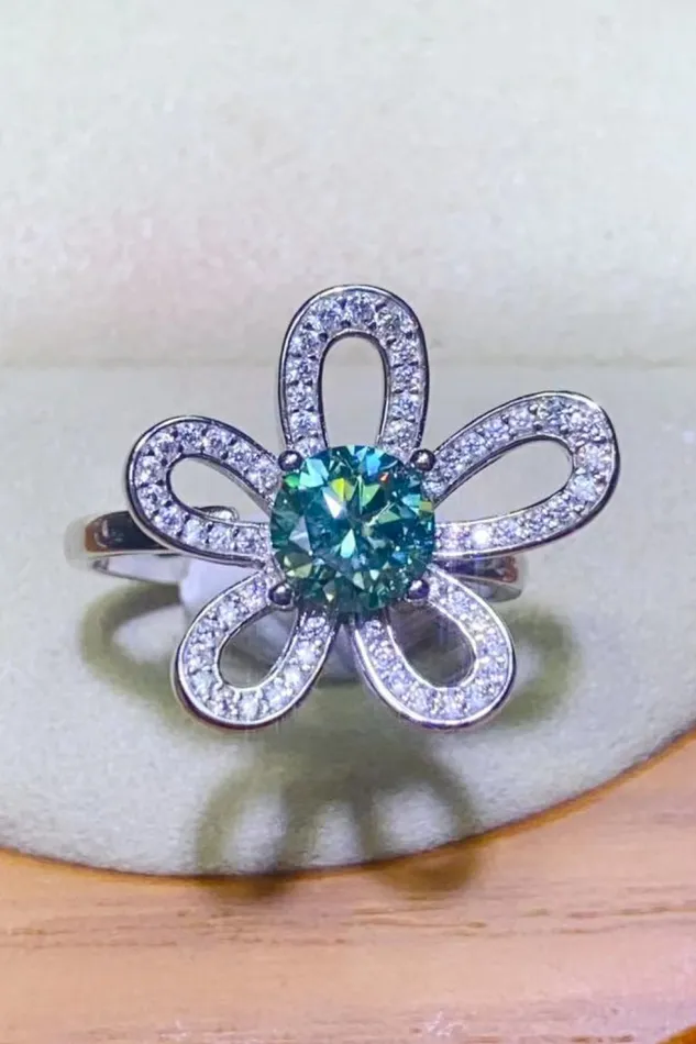 Trendsi Rings 1 Carat Moissanite Flower Shape Open Ring
