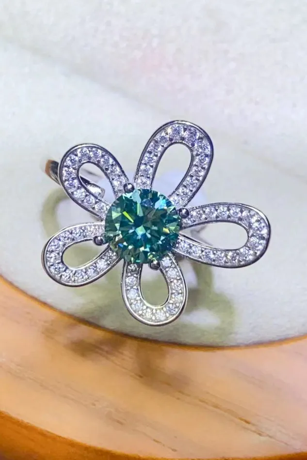 Trendsi Rings 1 Carat Moissanite Flower Shape Open Ring