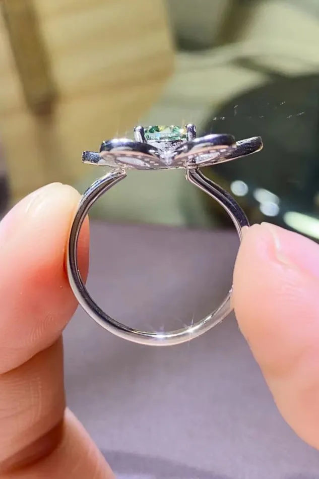 Trendsi Rings 1 Carat Moissanite Flower Shape Open Ring