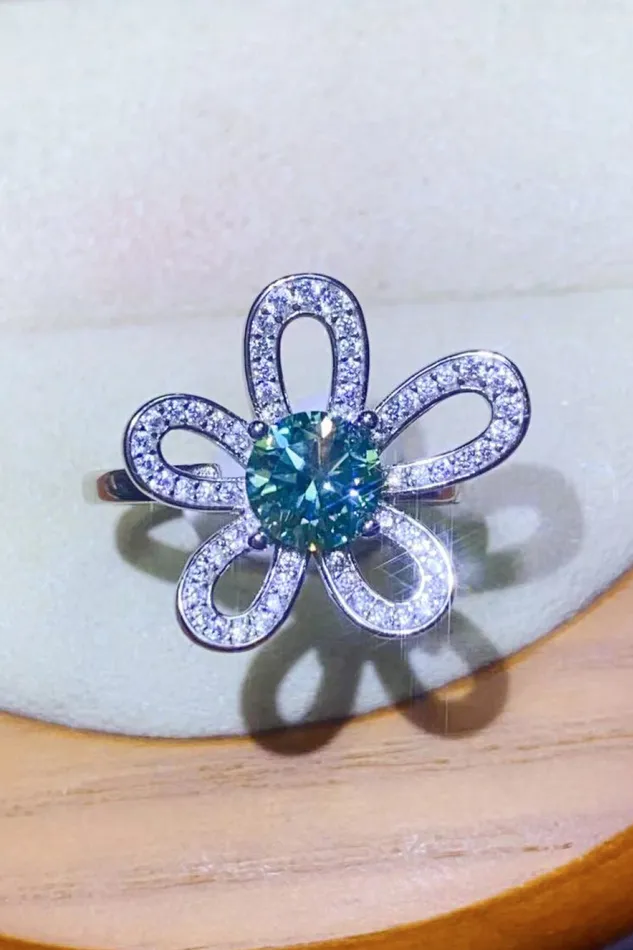 Trendsi Rings 1 Carat Moissanite Flower Shape Open Ring