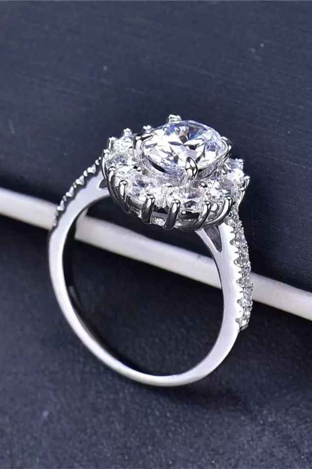 Trendsi Rings 2 Carat Moissanite Floral 925 Sterling Silver Ring