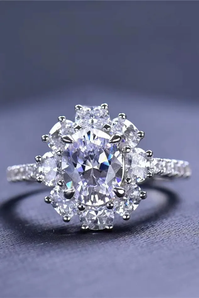 Trendsi Rings 2 Carat Moissanite Floral 925 Sterling Silver Ring