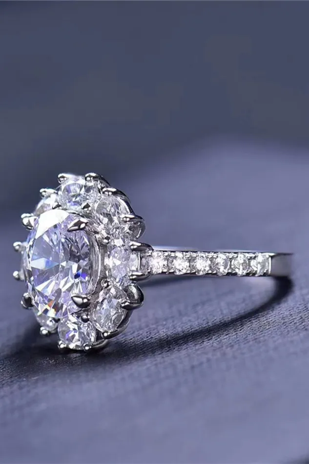 Trendsi Rings 2 Carat Moissanite Floral 925 Sterling Silver Ring