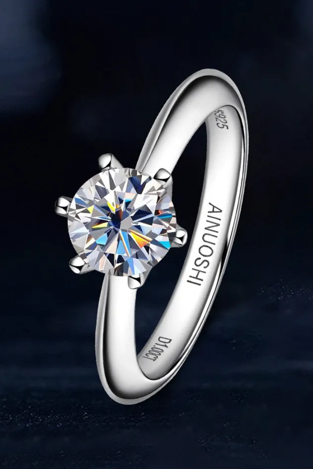 Wonderful Life 1 Carat Moissanite PlatinumPlated Ring Trendsi Rings
