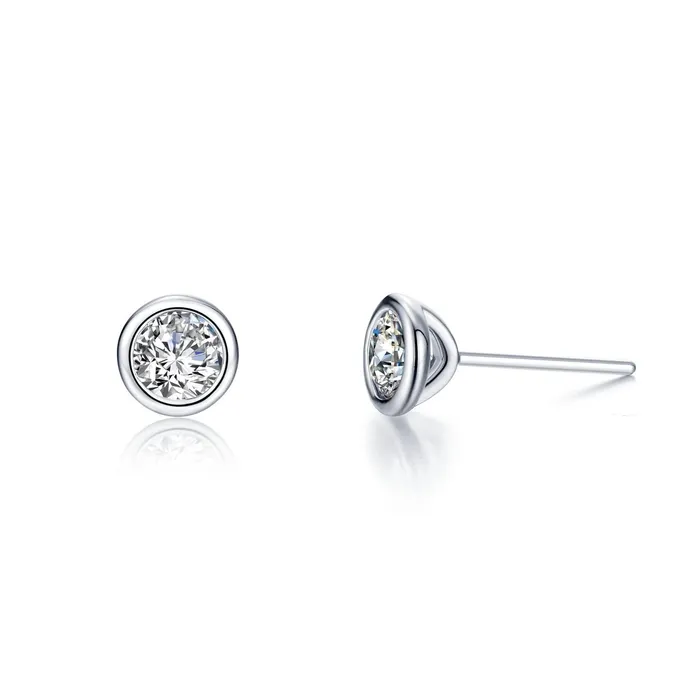 2 CTW Sterling Silver Solitaire Stud Earrings Lafonn Earrings
