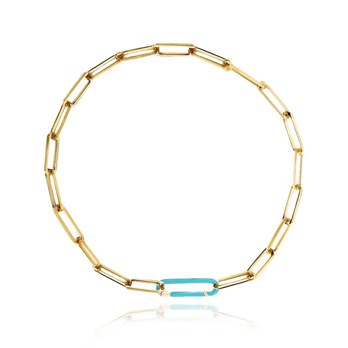 Alev Collection Bracelets Small Enamel Clasp Paperclip Bracelet