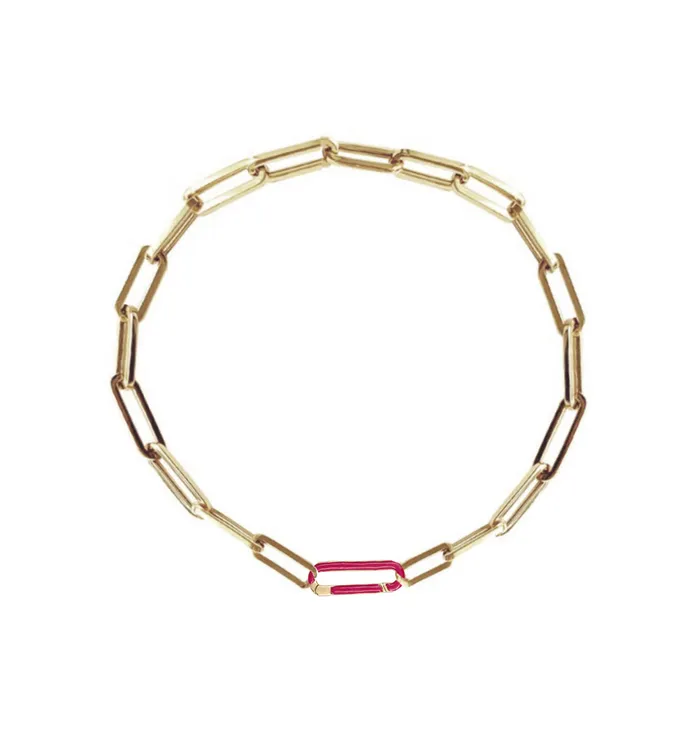 Alev Collection Bracelets Small Enamel Clasp Paperclip Bracelet