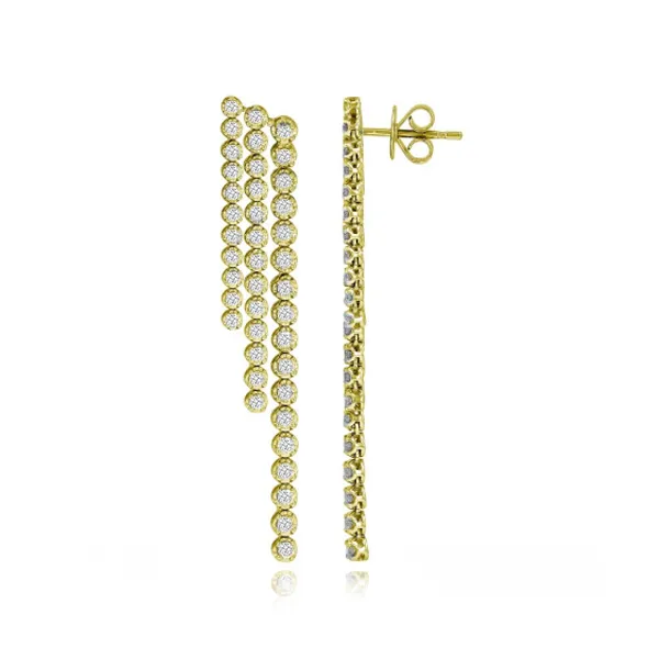 Alev Collection Earrings Three Line Cascade Diamond Bezel Drop Earrings