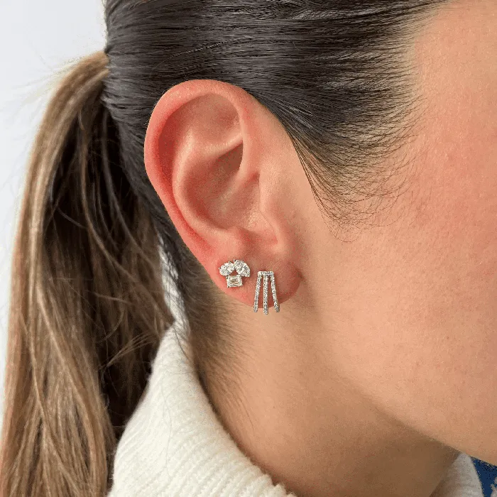 Alev Collection Earrings Three Mini Multi Shape Diamond Earring Single