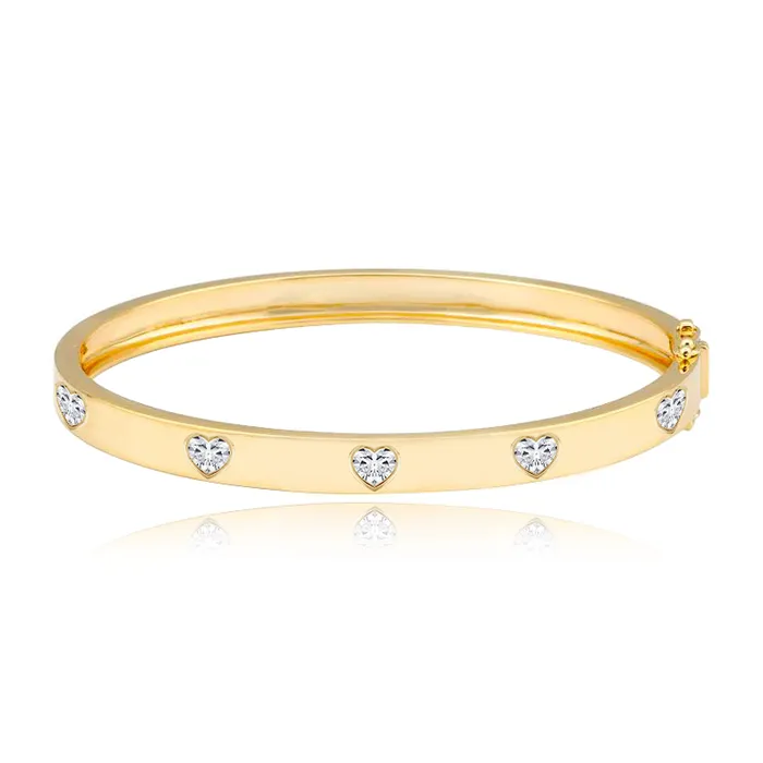 Alev Collection Necklaces Bezel Diamond Heart Bangle