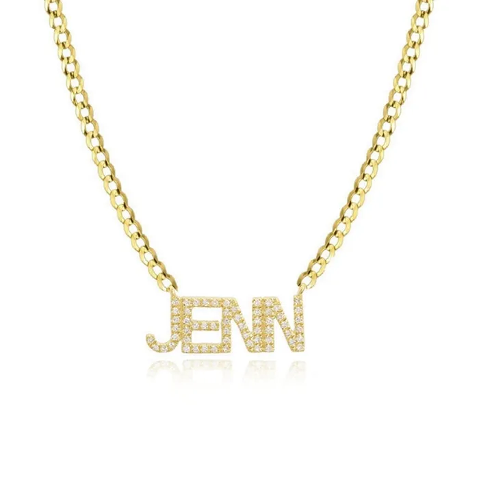 Alev Collection Pave Name Cuban Necklace Necklaces