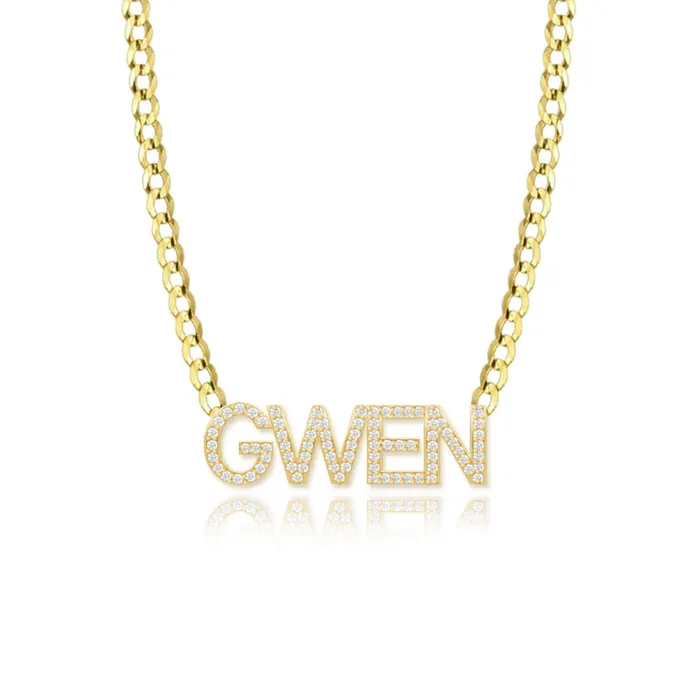 Alev Collection Pave Name Cuban Necklace Necklaces