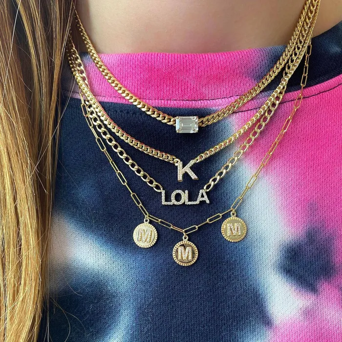Alev Collection Pave Name Cuban Necklace Necklaces