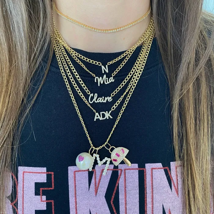 Alev Collection Pave Name Cuban Necklace Necklaces
