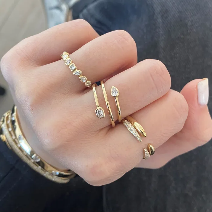 Alev Collection Rings Bezel Diamond Multi Shape Ring