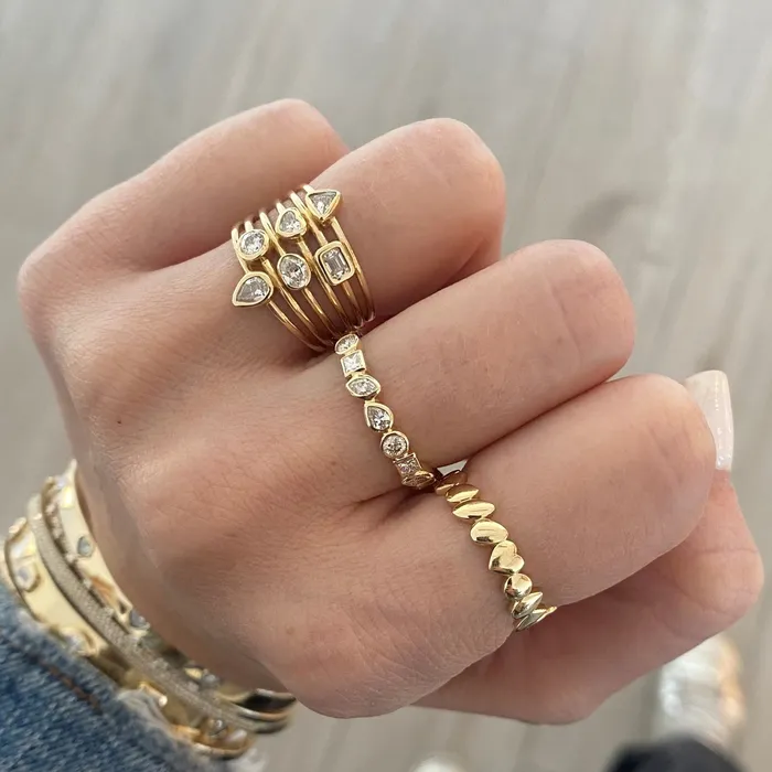 Alev Collection Rings Bezel Diamond Multi Shape Ring
