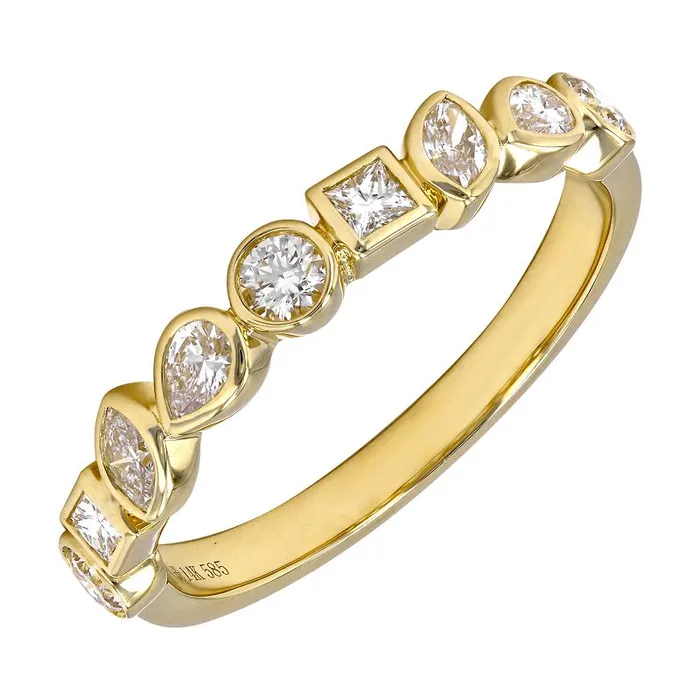 Alev Collection Rings Bezel Diamond Multi Shape Ring