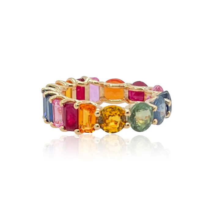 Alev Collection Rings Half and Half Gemstones Eternity Ring