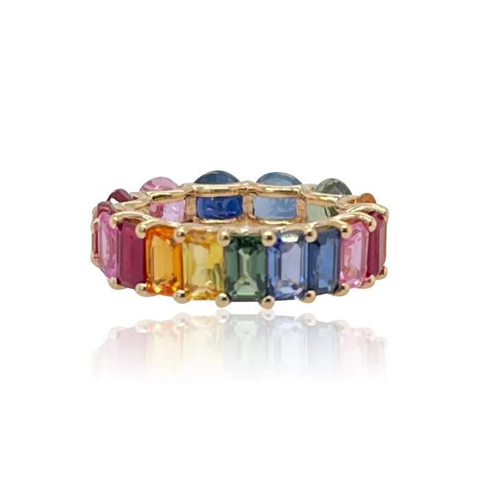 Alev Collection Rings Half and Half Gemstones Eternity Ring