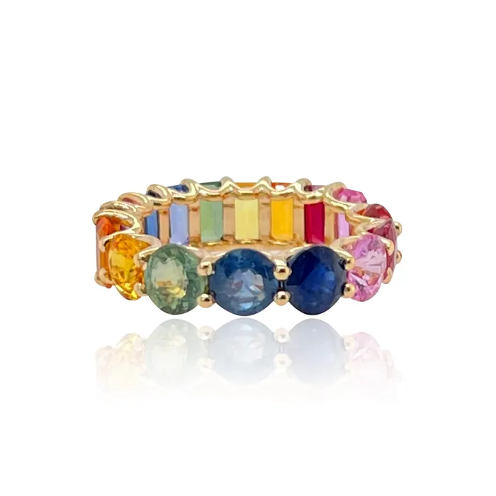 Alev Collection Rings Half and Half Gemstones Eternity Ring