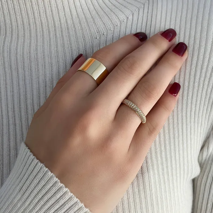 Alev Collection Rings Thick Gold Cigar Band Ring