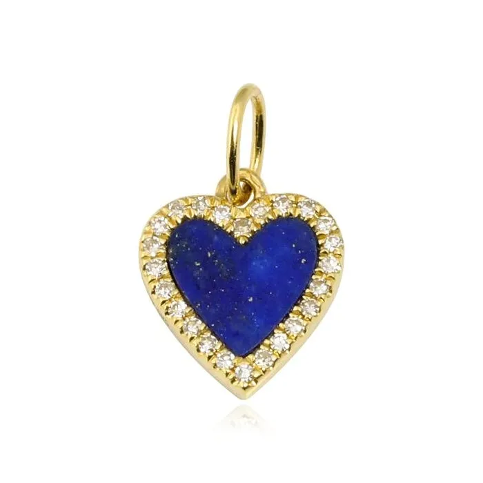 Alev Jewelry Charm Necklaces Small Pave Outline Stone Heart Charm