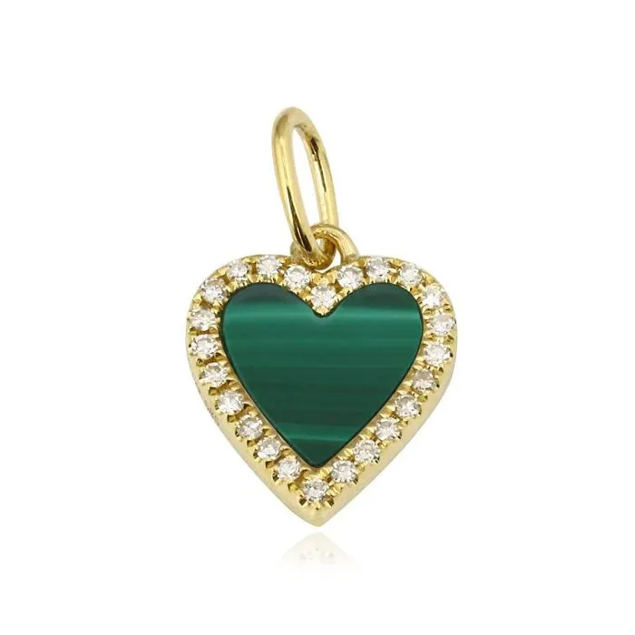 Alev Jewelry Charm Necklaces Small Pave Outline Stone Heart Charm