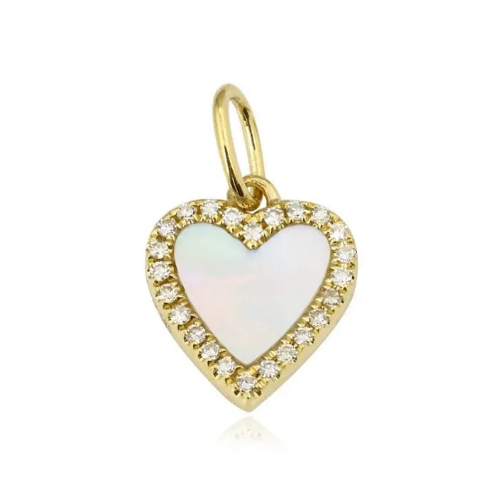 Alev Jewelry Charm Necklaces Small Pave Outline Stone Heart Charm