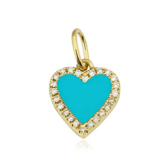 Alev Jewelry Charm Necklaces Small Pave Outline Stone Heart Charm