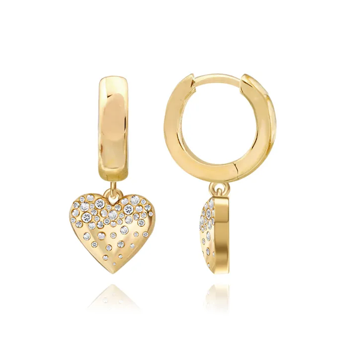 Alev Jewelry PreStyled Sets Dripping Scattered Hearts Gold Huggies