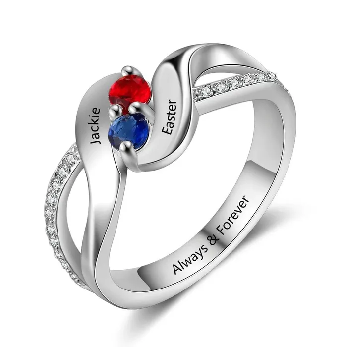 Ashley Jewels Rings Personalized Sterling Silver Ring Engrave One Special Phrase Two Custom Names Two Custom Birthstones Womens Fashion Jewelry Ashley Jewels Rings Personalized Sterling Silver Ring Engrave One Special Phrase Two Custom Names Two Custom Birthstones Womens Fashion Jewelry