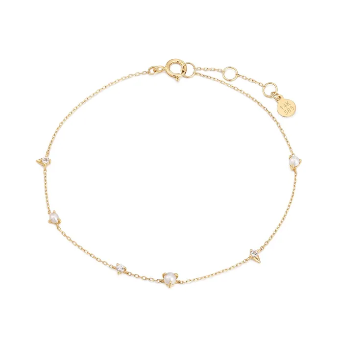 Aurelie Gi Bracelets ANDRINA Pearl and White Sapphire Bracelet