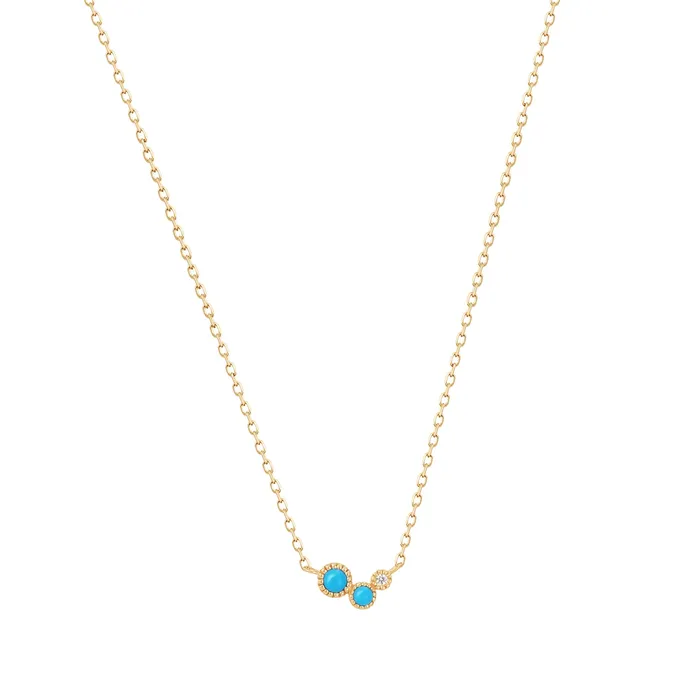 Aurelie Gi Necklaces AMIRA Turquoise White Sapphire Waterfall Necklace