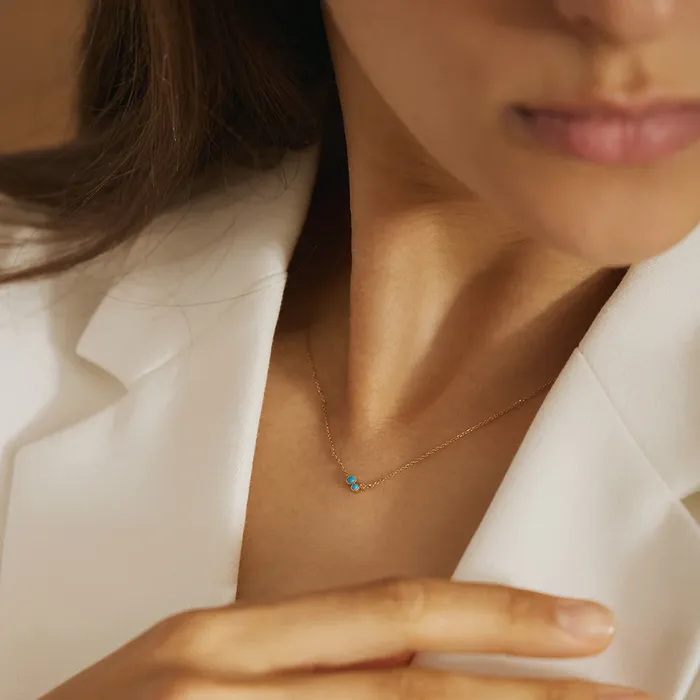 Aurelie Gi Necklaces AMIRA Turquoise White Sapphire Waterfall Necklace