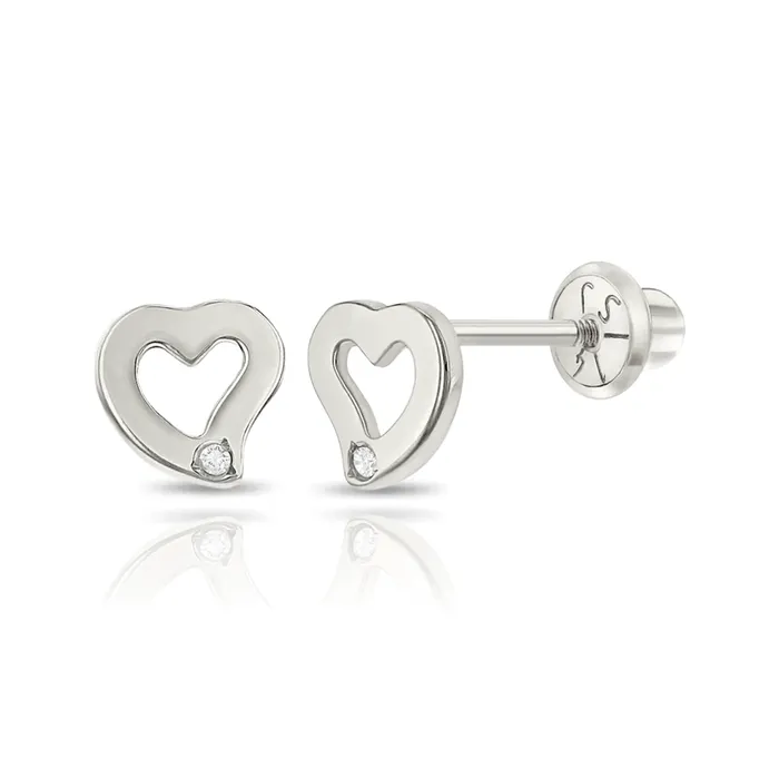 Baby Gold Heart Cutout Diamond Earring Alev Collection Earrings