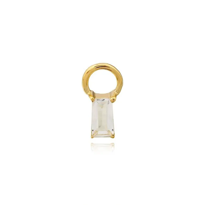 Baguette White Topaz Huggie Charm Alev Collection Charm Necklaces