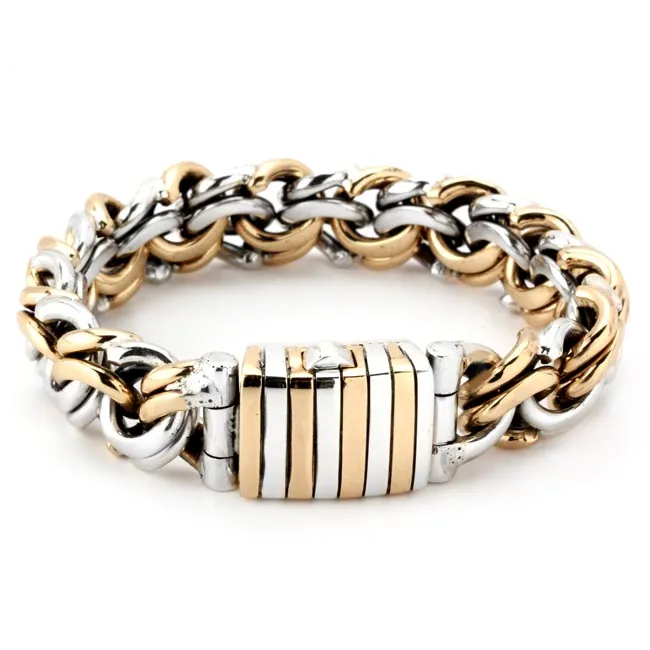 Bracelets Bali Sterling Silver and Bronze Interlocking Link Bracelet Elisa Ilana