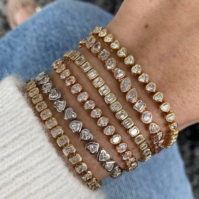 Bracelets Diamond Bezel Heart Tennis Bracelet Alev Jewelry