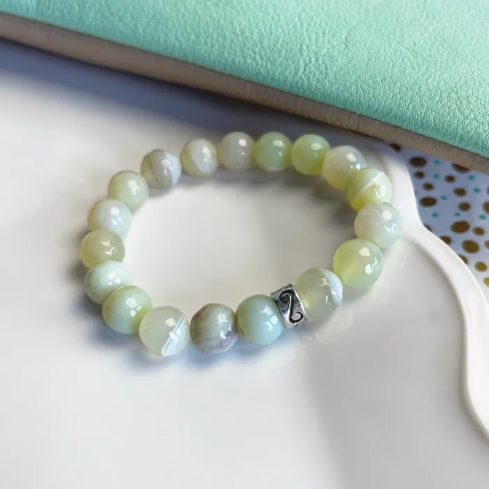 Bracelets Elisa Ilana Apple Agate Stretch Bracelet w Sterling Silver Accent