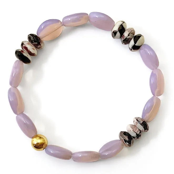 Bracelets Elisa Ilana Pasque Purple Beaded Stretch Bracelet