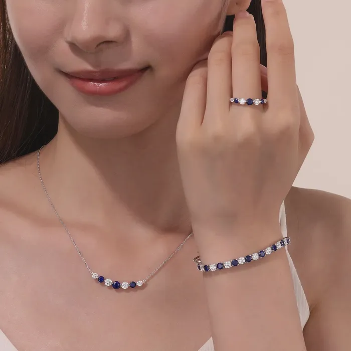 Bracelets Lafonn Classic Simulated Diamond Labgrown Blue Sapphire Tennis Bracelet