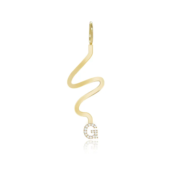 Charm Necklaces Alev Jewelry Wiggly Pave Initial Gold Charm