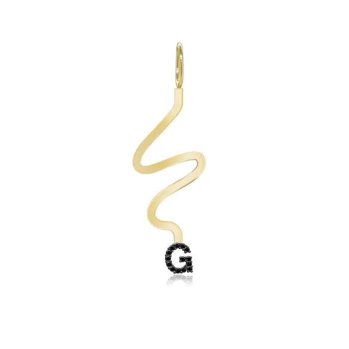 Charm Necklaces Alev Jewelry Wiggly Pave Initial Gold Charm