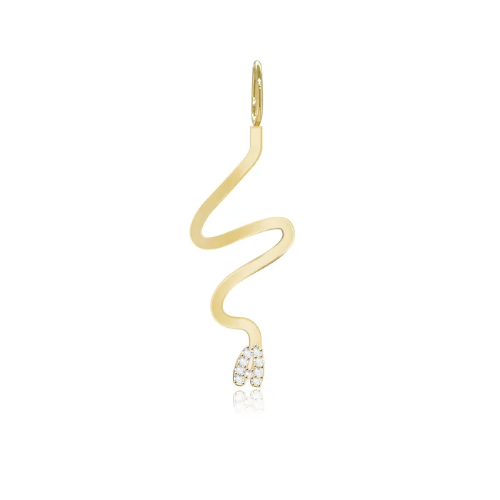 Charm Necklaces Alev Jewelry Wiggly Pave Initial Gold Charm