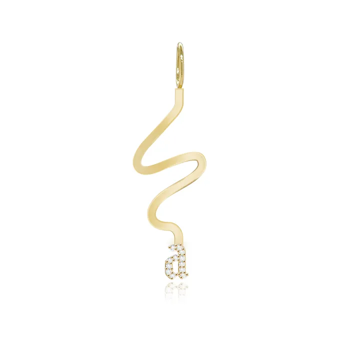Charm Necklaces Alev Jewelry Wiggly Pave Initial Gold Charm