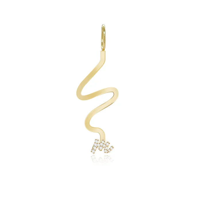 Charm Necklaces Alev Jewelry Wiggly Pave Initial Gold Charm