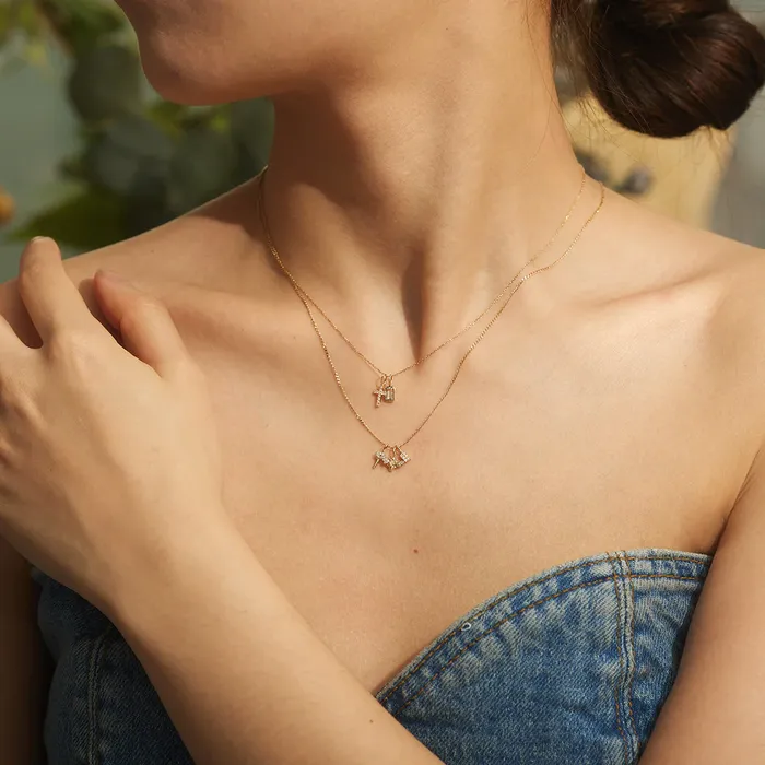 Charm Necklaces Aurelie Gi CERULEAN Bezel Blue Topaz Charm