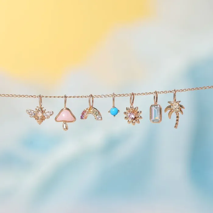 Charm Necklaces Aurelie Gi CERULEAN Bezel Blue Topaz Charm