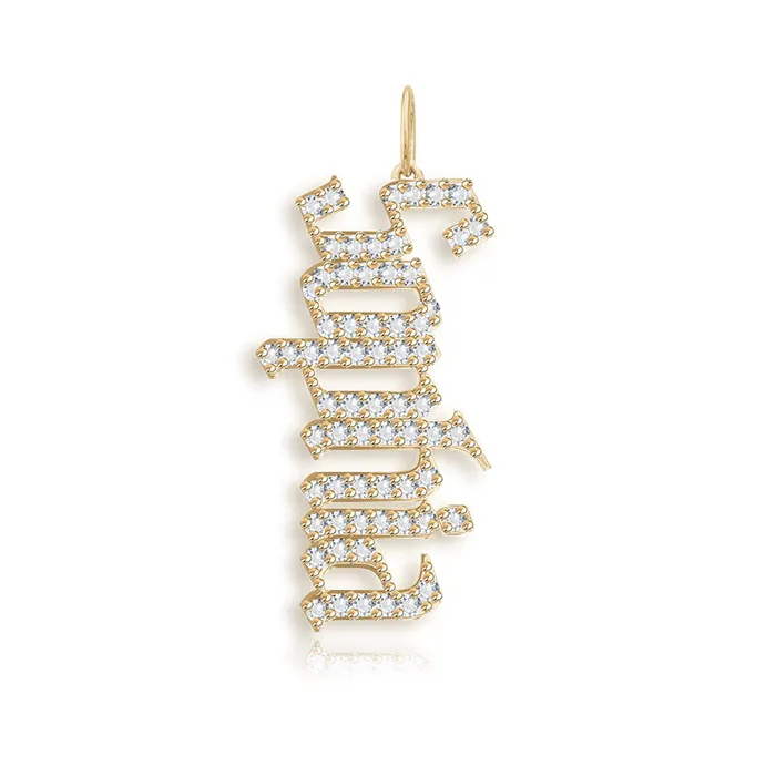 Charm Necklaces Pave Name Charm Alev Collection