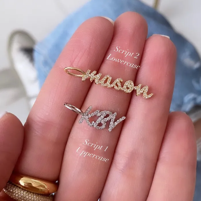 Charm Necklaces Pave Name Charm Alev Collection
